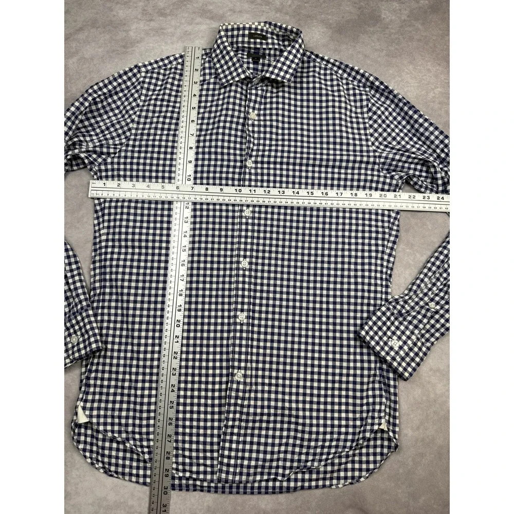 J. Crew Navy and White Gingham Button-Down Shirt